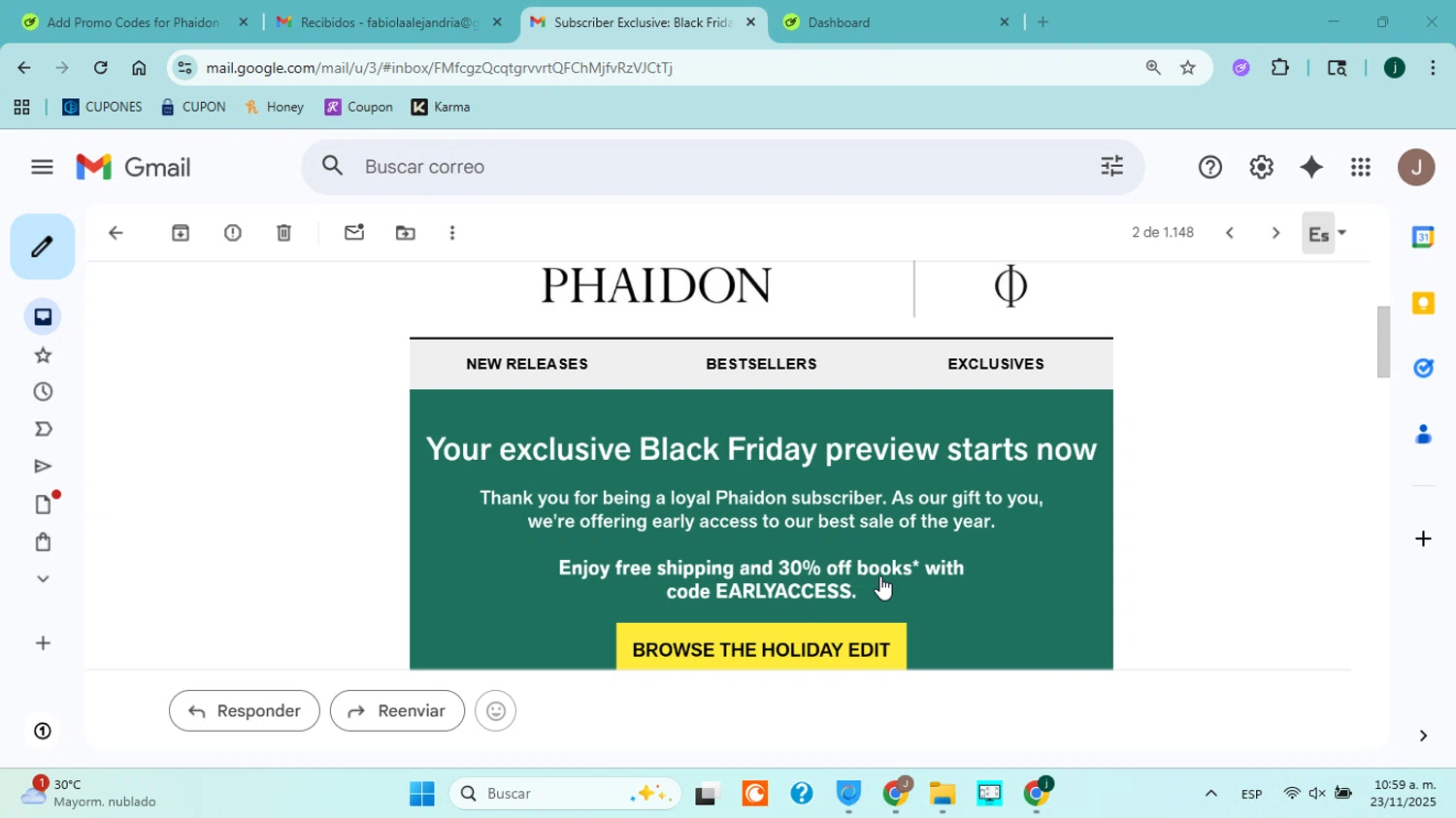 Phaidon discount code screenshot showing code EARLYACCESS applied at Phaidon checkout page. Uploaded by SimplyCodes community member jorgejavierherrera on Nov 23, 2025