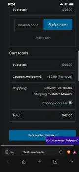 welcome3 coupon verification screenshot