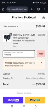 VDay50 coupon verification screenshot