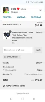 Spjulians20 coupon verification screenshot