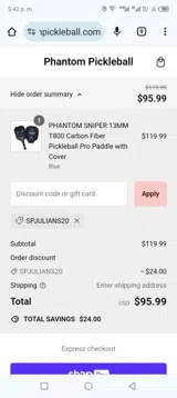 Spjulians20 coupon verification screenshot
