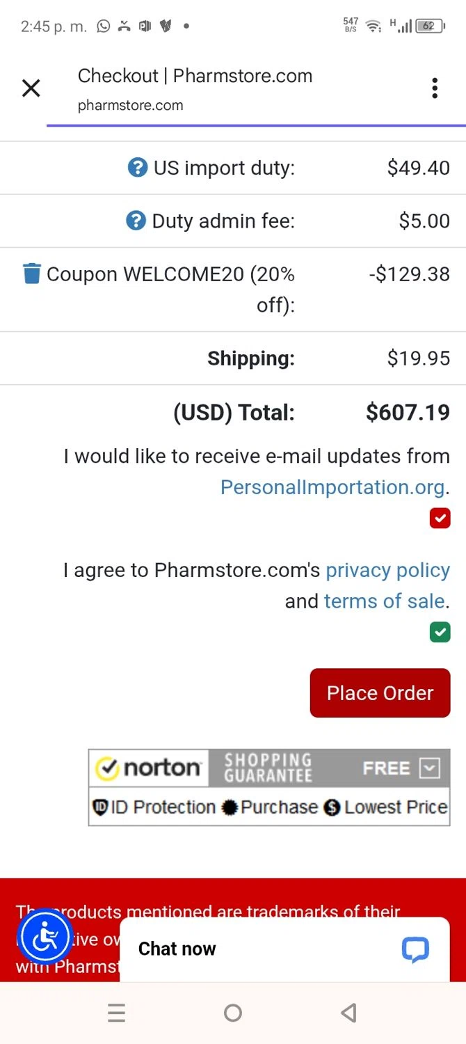 PharmStore checkout page showing PharmStore coupon code box | Screenshot taken by SimplyCodes community member on Jan 8, 2026