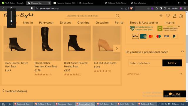 Phase Eight checkout page showing Phase Eight discount code box | Screenshot taken by SimplyCodes community member on Dec 28, 2024