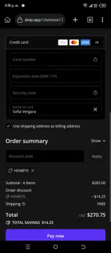 HONEY5 coupon verification screenshot