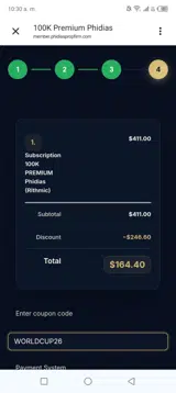 Phidias Propfirm coupon verification screenshot