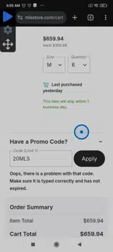 20MLS coupon verification screenshot