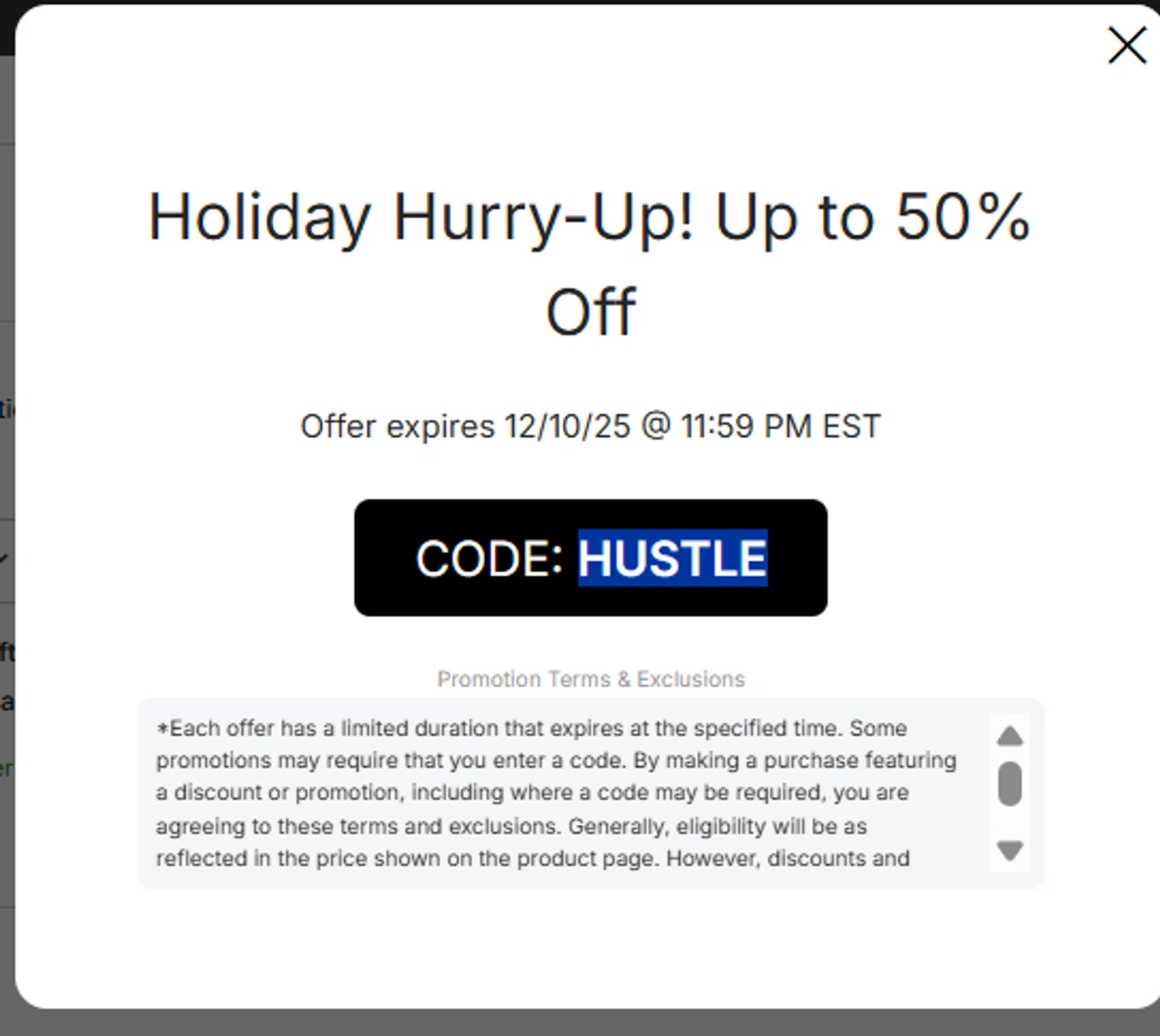 Philadelphia Eagles coupon code screenshot showing code HUSTLE applied at Philadelphia Eagles checkout page. Uploaded by SimplyCodes community member DORIANGEL on Dec 10, 2025