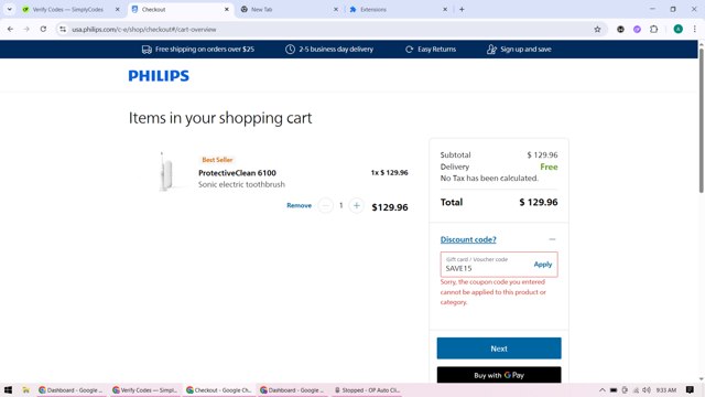 Philips Avent checkout page showing Philips Avent promo code box | Screenshot taken by SimplyCodes community member on Sep 6, 2025
