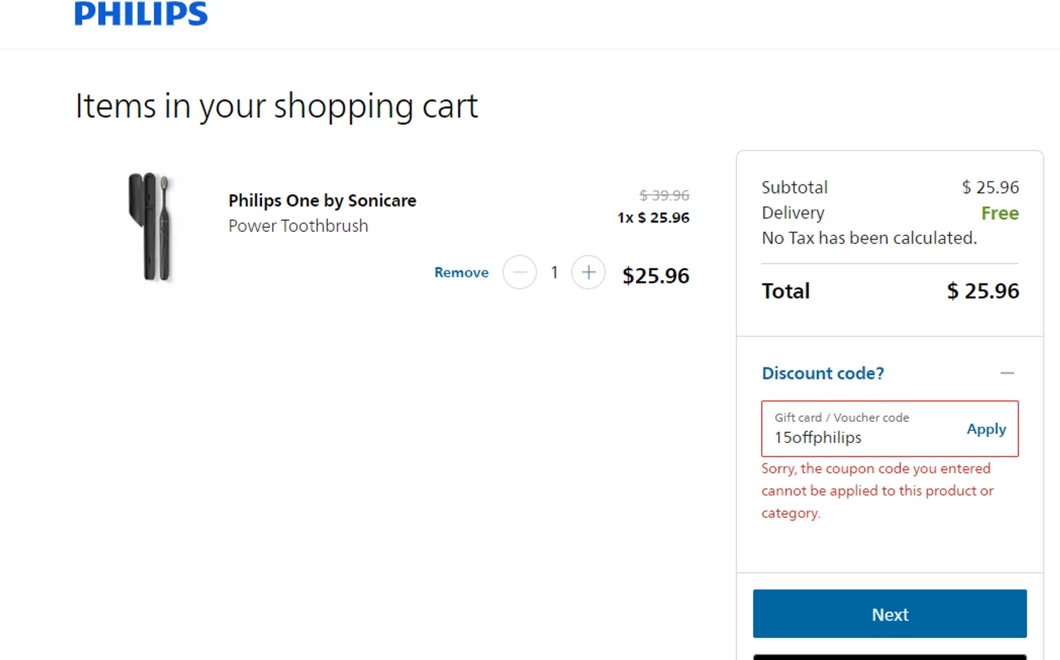 Philips Avent promo code screenshot showing code 15offphilips applied at Philips Avent checkout page. Uploaded by SimplyCodes community member Cynoxx on Dec 11, 2025