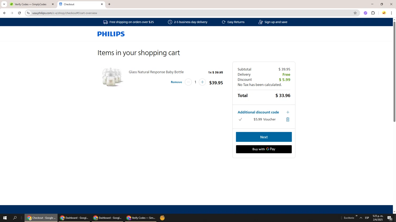 Philips Avent promo code screenshot showing code STUDENT15 applied at Philips Avent checkout page. Uploaded by SimplyCodes community member Richard251 on Jun 2, 2025