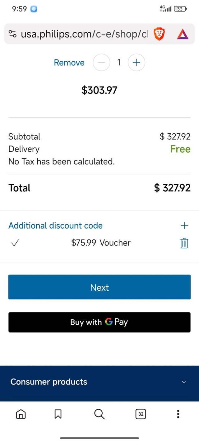 Philips Avent checkout page showing Philips Avent promo code box | Screenshot taken by SimplyCodes community member on Aug 18, 2025