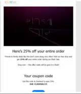 HUE-FLASHSALE25 coupon verification screenshot