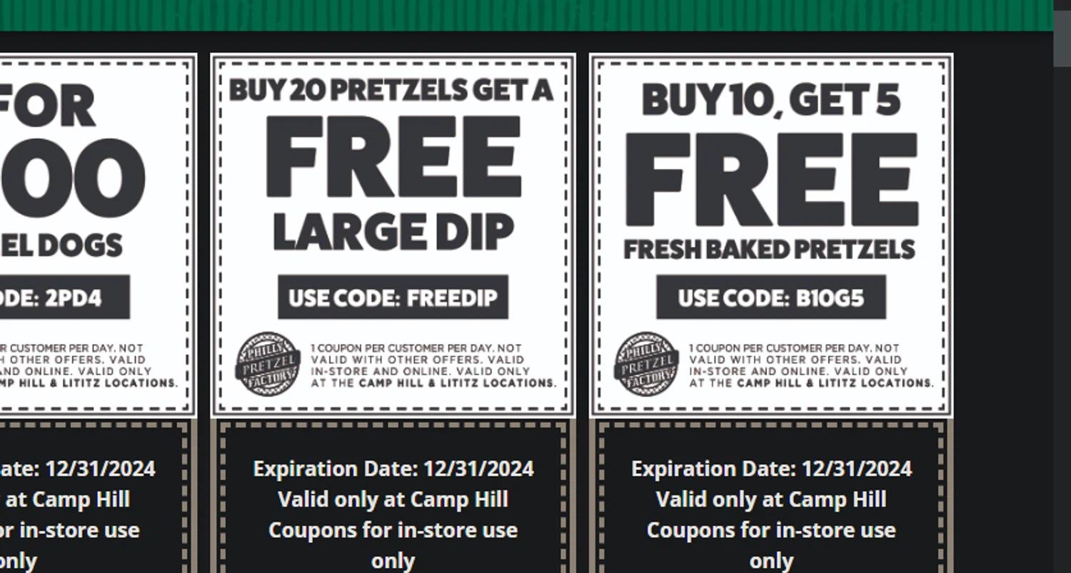 Philly Pretzel Factory checkout page showing Philly Pretzel Factory promo code box | Screenshot taken by SimplyCodes community member on Mar 11, 2024