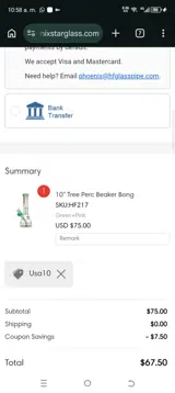 Phoenix Star Glass coupon verification screenshot