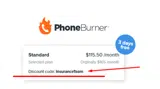 PhoneBurner coupon verification screenshot