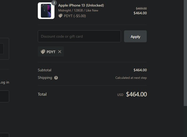Phone Daddy checkout page showing Phone Daddy discount code box | Screenshot taken by SimplyCodes community member on May 10, 2024