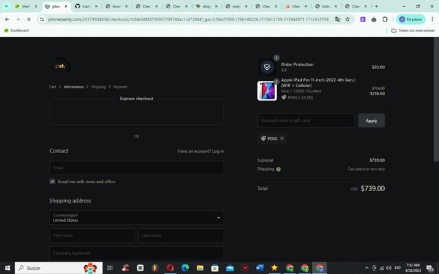 Phone Daddy checkout page showing Phone Daddy discount code box | Screenshot taken by SimplyCodes community member on Apr 20, 2024