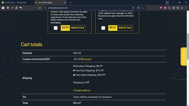 Phone Skope checkout page showing Phone Skope coupon code box | Screenshot taken by SimplyCodes community member on Jul 7, 2025