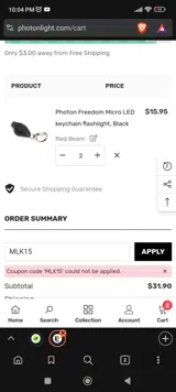 MLK15 coupon verification screenshot