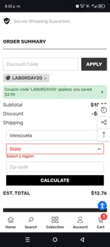 Laborday20 coupon verification screenshot