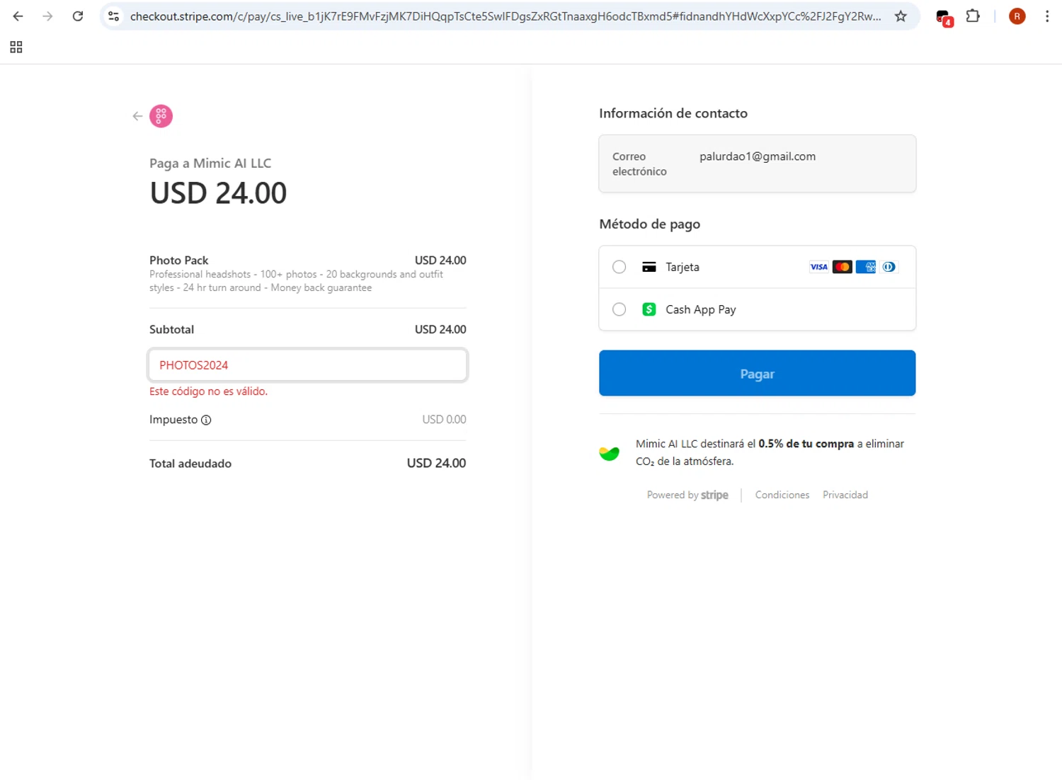PhotoPacks.AI promo code screenshot showing code PHOTOS2024 applied at PhotoPacks.AI checkout page. Uploaded by SimplyCodes community member ShieldMonarch1065 on Oct 13, 2025