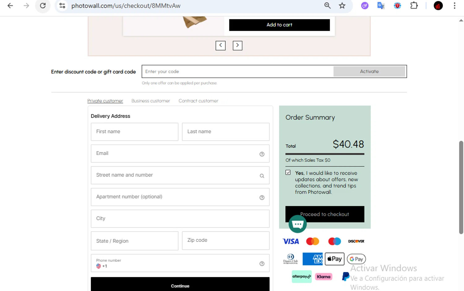 Photowall discount code screenshot showing code DISCOUNT10 applied at Photowall checkout page. Uploaded by SimplyCodes community member Francisco01 on Aug 10, 2025