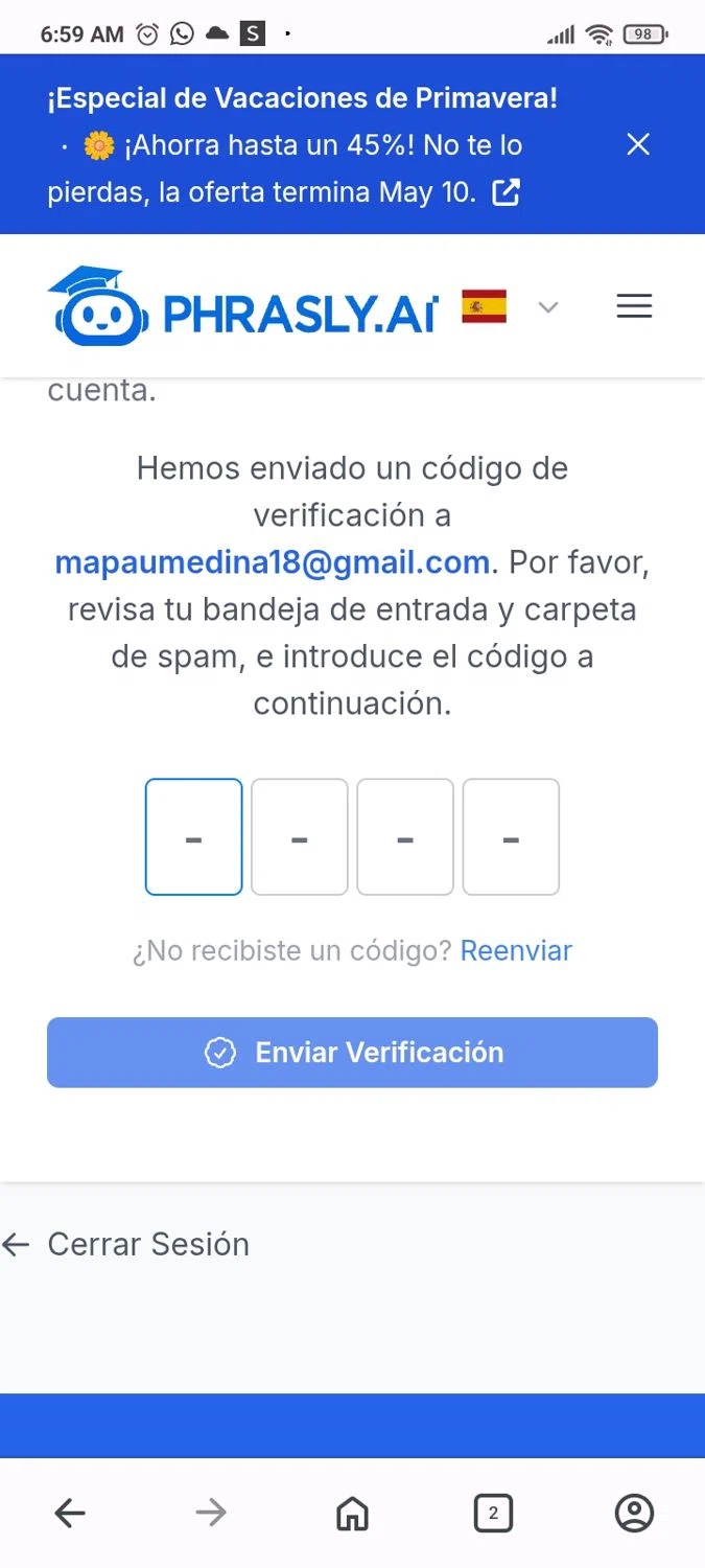 Phrasly.AI promo code screenshot showing code THOMAS15 applied at Phrasly.AI checkout page. Uploaded by SimplyCodes community member Yarialmys2020 on Apr 14, 2025