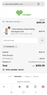 PHYMAT10 coupon verification screenshot