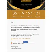 WELL15 coupon verification screenshot