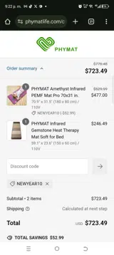 Newyear10 coupon verification screenshot