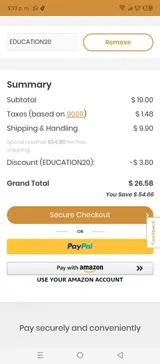 EDUCATION20 coupon verification screenshot