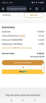 Sunshine coupon verification screenshot