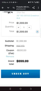 21st coupon verification screenshot
