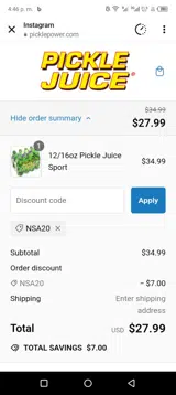 NSA20 coupon verification screenshot