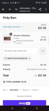 Smoothcaffeinator coupon verification screenshot