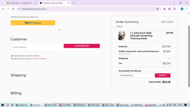 Pick Your Plum checkout page showing Pick Your Plum discount code box | Screenshot taken by SimplyCodes community member on Aug 9, 2025