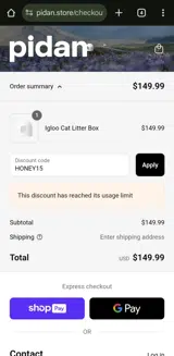 HONEY15 coupon verification screenshot