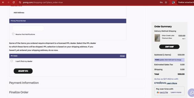 Piece of Mind checkout page showing Piece of Mind promo code box | Screenshot taken by SimplyCodes community member on Apr 28, 2025