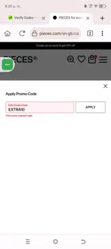 EXTRA10 coupon verification screenshot