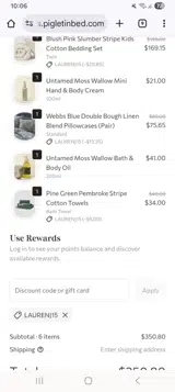 Piglet in Bed US coupon verification screenshot