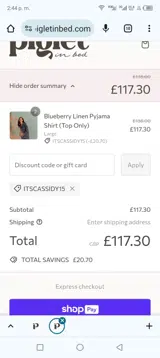 Piglet in Bed US coupon verification screenshot