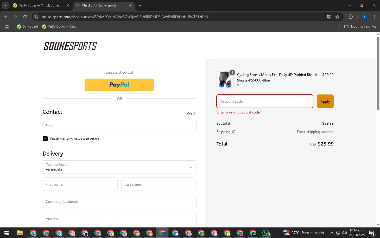 Pika AI promo code screenshot showing code FALL25 applied at Pika AI checkout page. Uploaded by SimplyCodes community member Libreta on Mar 21, 2025