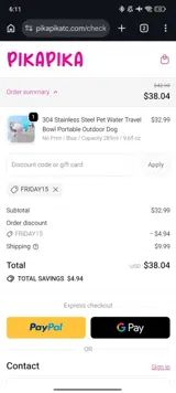 FRIDAY15 coupon verification screenshot