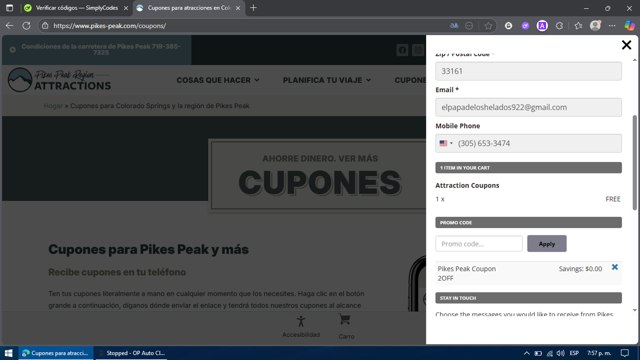 Pikes Peak checkout page showing Pikes Peak discount code box | Screenshot taken by SimplyCodes community member on Jul 6, 2025