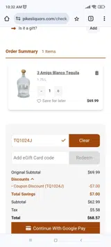 TQ1024J coupon verification screenshot