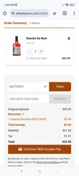 MJT2410 coupon verification screenshot