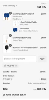 TYLER10 coupon verification screenshot