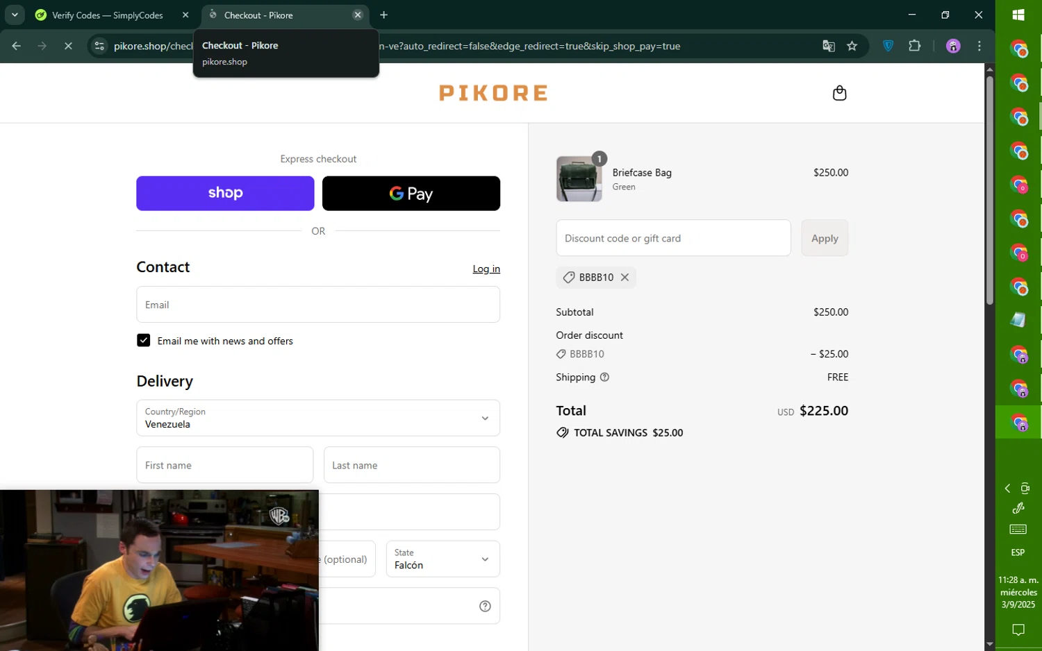 Pikore promo code screenshot showing code BBBB10 applied at Pikore checkout page. Uploaded by SimplyCodes community member ositouno on Sep 3, 2025