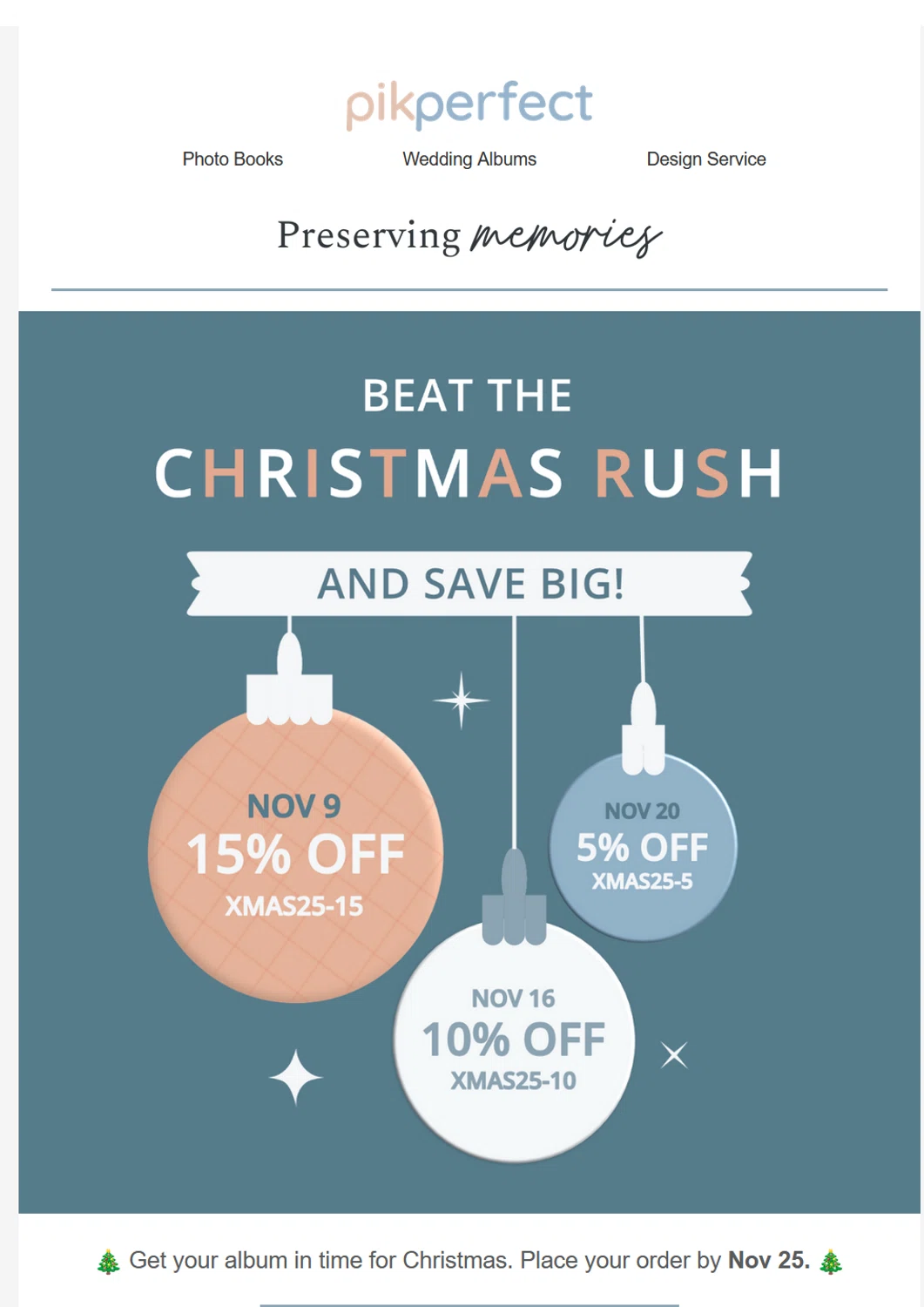 PikPerfect promo code screenshot showing code XMAS25-10 applied at PikPerfect checkout page. Uploaded by SimplyCodes community member OMPU0408 on Nov 5, 2025