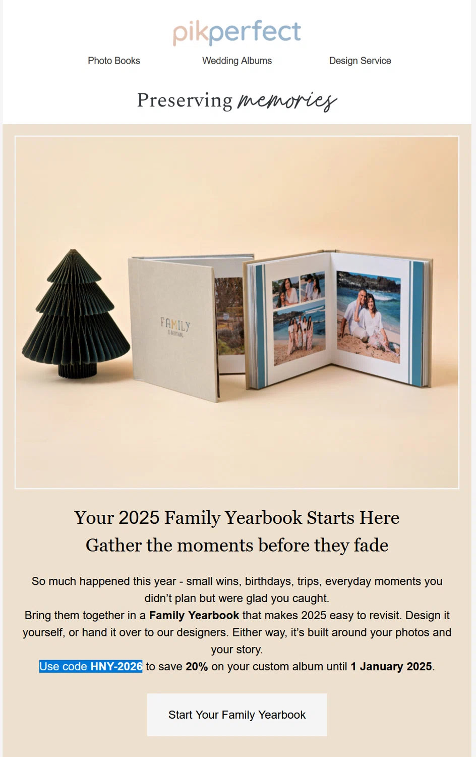 PikPerfect promo code screenshot showing code HNY-2026 applied at PikPerfect checkout page. Uploaded by SimplyCodes community member OMPU0408 on Dec 20, 2025